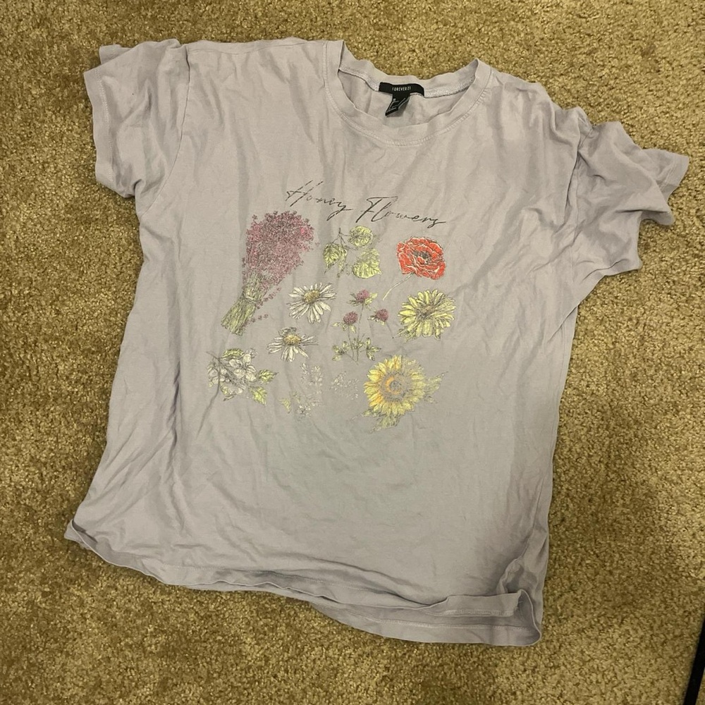 forever 21 purple honey flowers t-shirt